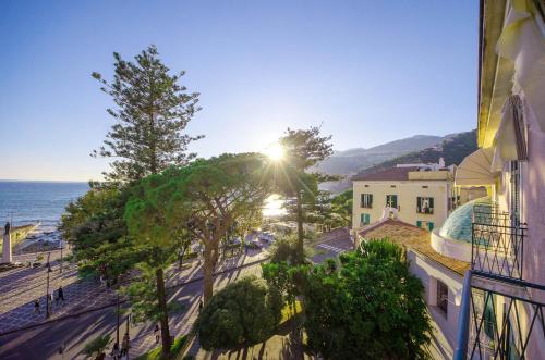 a view of the ocean from a balcony of a building at Relais San Giacomo in Maiori