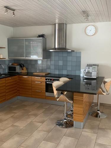 A kitchen or kitchenette at Pie Ezerrozēm