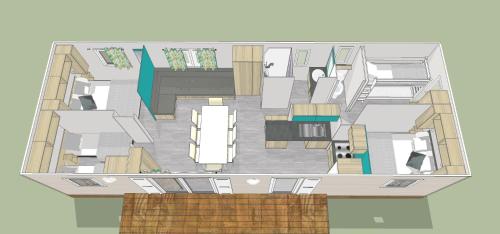 The floor plan of Mobil Home XXL 4 chambres - Camping Le Domaine d'Oléron