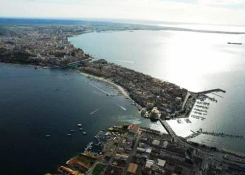 an aerial view of a island in a body of water at Casa Principe Taranto "Intero appartamento" in Taranto