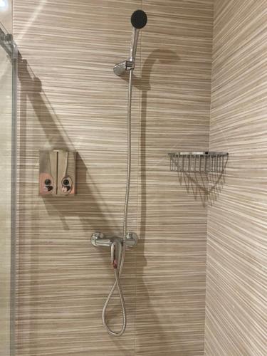 eine Dusche mit Duschkopf in einem Badezimmer in der Unterkunft Tu&Mi Villafranca in Villafranca del Bierzo