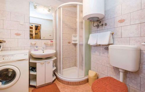 a bathroom with a washing machine and a sink at Holiday home in Turke - Gorski Kotar 35160 in Turke