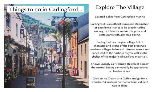 a flyer with a picture of a city street at Carlingford Marina Apartments in Carlingford