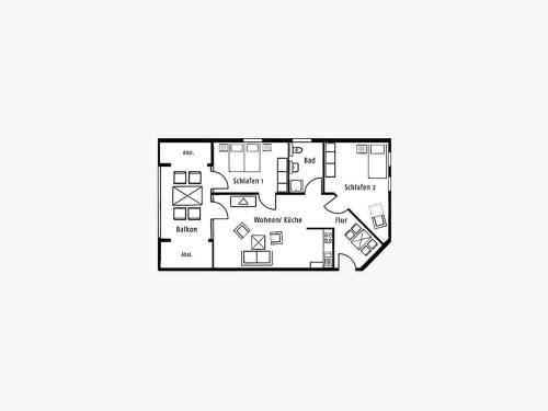 Dünenpark Binz - Komfortplus Ferienwohnung mit 2 Schlafzimmern und Balkon im Dachgeschoss 195 photo 9