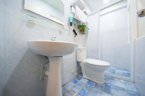 a bathroom with a sink and a toilet at 羅東三好Sam-hao Homestay in Luodong