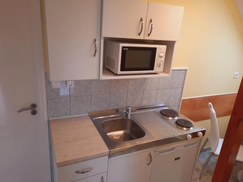 Kuchyň nebo kuchyňský kout v ubytování Apartmanház King