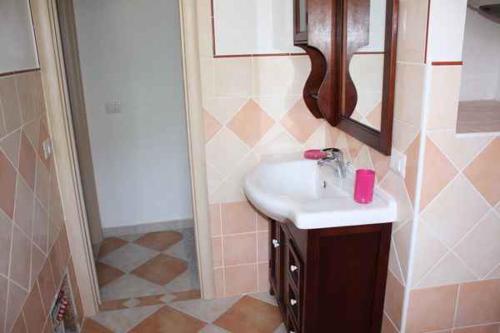Lu RazzoniにあるApartment Viddalba/Insel Sardinien 23178のバスルーム(シンク、鏡、シャワー付)