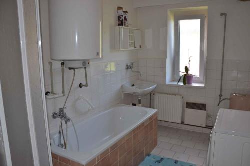 een badkamer met een bad en een wastafel bij Apartment in Jablonec nad Jizerou 2142 in Jablonec nad Jizerou