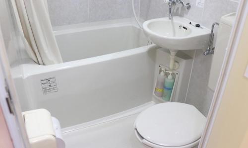 a small bathroom with a toilet and a sink at The Hirosawa City Dome House West Building / Vacation STAY 7781 in Chikusei