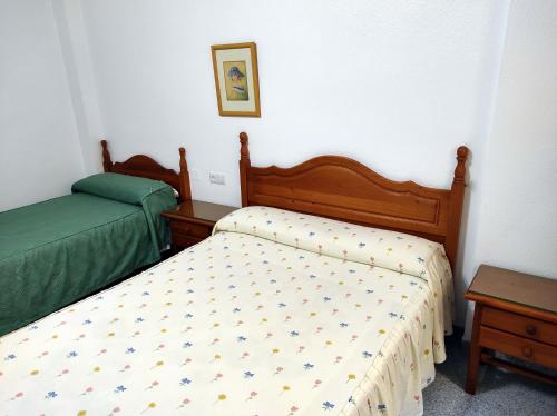 a bedroom with two twin beds in a room at Hostal Centro Ejido in El Ejido