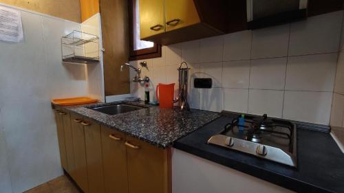 a kitchen with a sink and a counter top at Mas Ca La Coixa in Tortellá