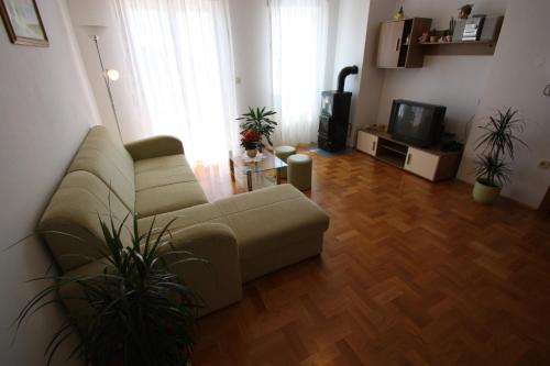 a living room with a couch and a tv at BRNIC 2 in Jadranovo