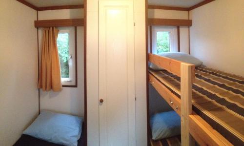 a bunk bed in a tiny house with a ladder at Northseachalets Ameland in Buren