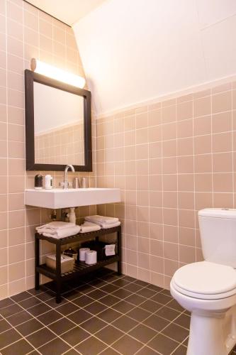 a bathroom with a sink and a toilet at Hotel Pannenkoekhuis Vierwegen in Domburg