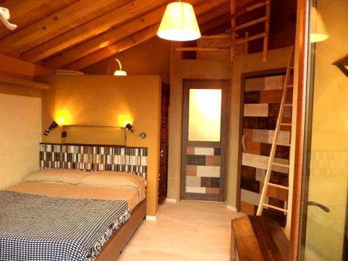 a bedroom with a bunk bed and a ladder at B&B Asinochevola in Arveaco