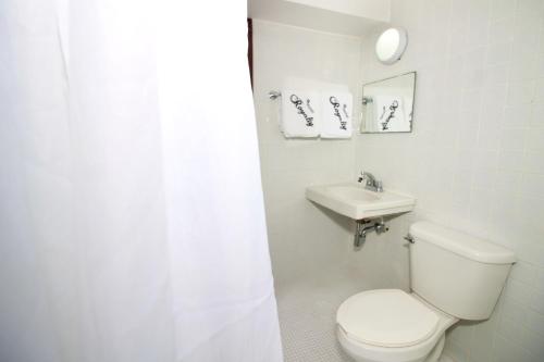 a bathroom with a toilet and a sink at Hotel Royalty in Veracruz