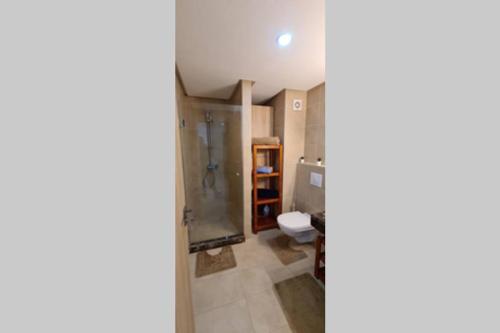 a bathroom with a shower and a toilet at CENTRAL VIP STUDIO appartement in Mohammedia