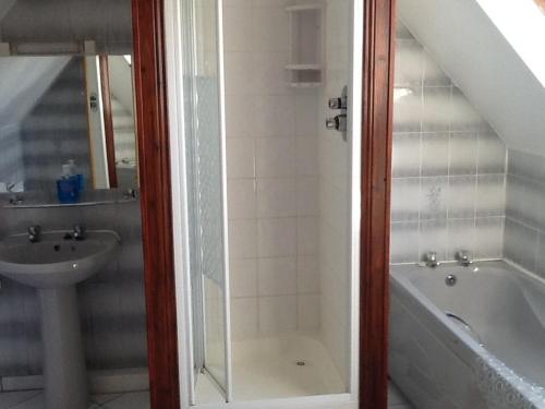 a bathroom with a bath tub and a sink at Carrigshane House in Midleton