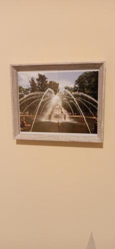 a picture of a fountain hanging on a wall at HOSTAL LA GRANJA ** in Palazuelos de Eresma