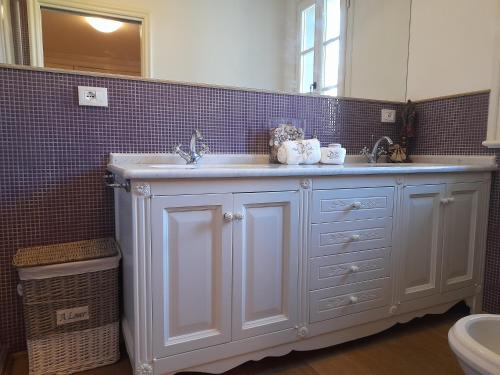 a bathroom with a sink and a mirror at Villa la provenzale in Camaiore