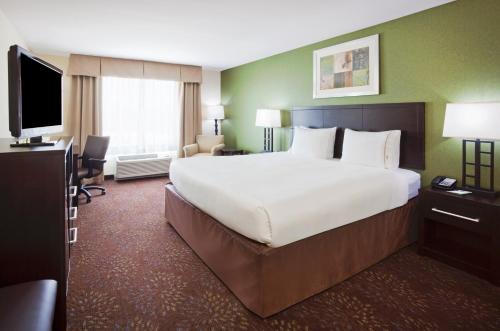 a hotel room with a large bed and a television at Holiday Inn Express and Suites Rochester West-Medical Center by IHG in Rochester