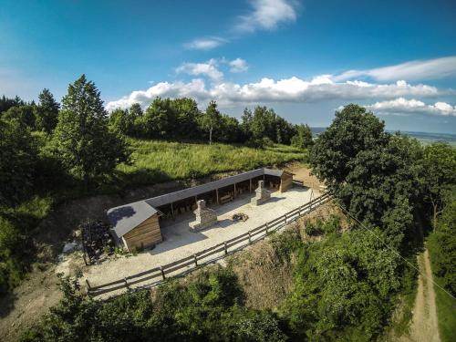 an overhead view of a building on a hill at Hotel Srebrna Góra in Srebrna Góra