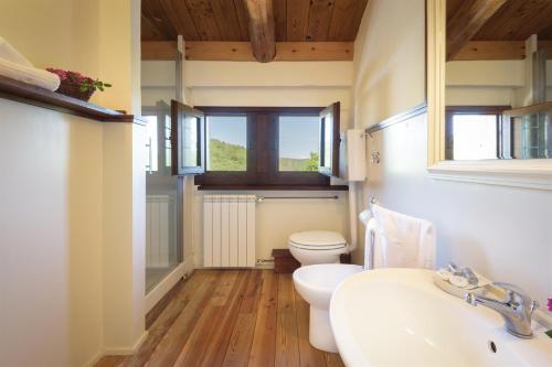 a bathroom with a toilet and a sink at Villa La Poiana 10 Emma Villas in Radda in Chianti