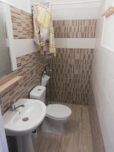 a bathroom with a toilet and a sink at Vila Ariana in Baile Felix