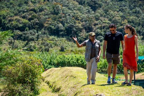 a group of three people standing on top of a hill at The Plains Green in Ambawela