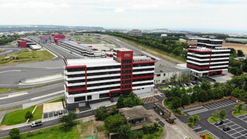 an aerial view of a city with two tall buildings at T11、T12 Hotel in Houli