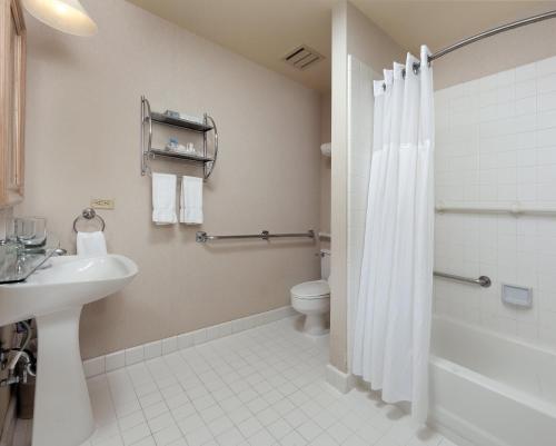 a bathroom with a sink and a toilet and a shower at Inn at the Opera in San Francisco