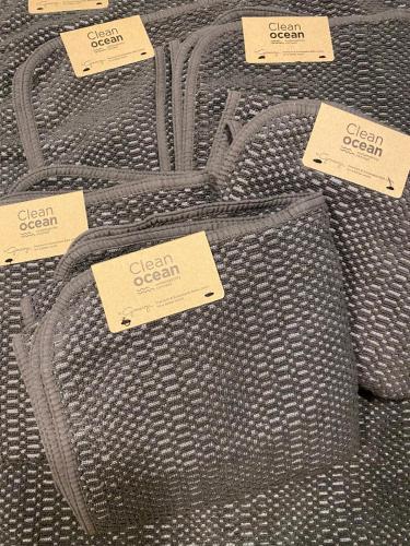 a display of black mesh bags with tags on them at Eleonora Bed & Breakfast in Kristiinankaupunki