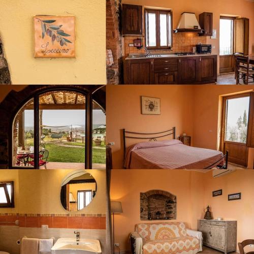 a collage of photos of a bedroom and a room at Agriturismo Mercurio in Campiglia Marittima