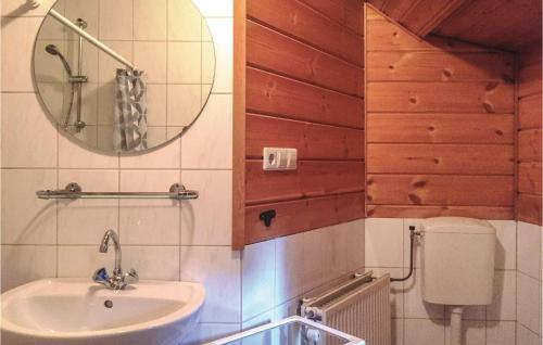 een badkamer met een wastafel en een spiegel bij 5 Bedroom Gorgeous Home In Neede in Gelselaar