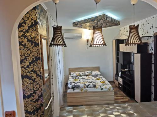 Кровать или кровати в номере Garsoniera Gara de Nord