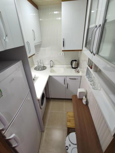 a small kitchen with a sink and a washing machine at Hotel Best Apart in Istanbul