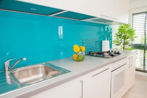Kuchyň nebo kuchyňský kout v ubytování Apartments Grubisin