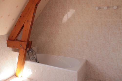 a bathroom with a bath tub in a room at Gite Ladagnous in Peyrouse
