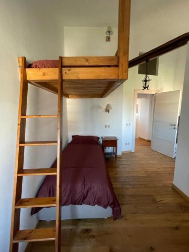 a bedroom with a bunk bed with a ladder at VILLA NAZZA in Anguillara Sabazia