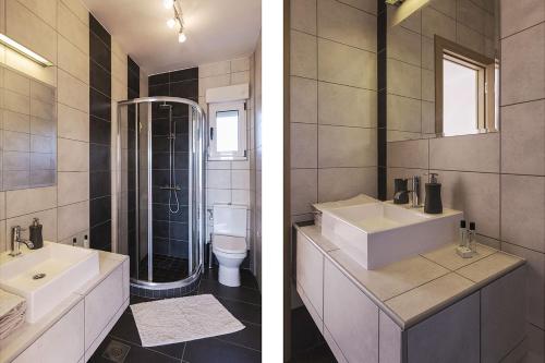 Bilik mandi di Luxury Villa Rock with pool and Jacuzzi near Dubrovnik