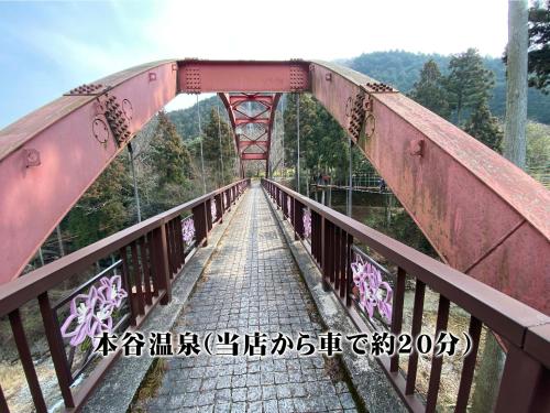 a bridge over a river with graffiti on it at リージェンシー in Takata
