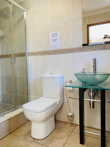 a bathroom with a toilet and a sink at Bokamoso Views in Rustenburg