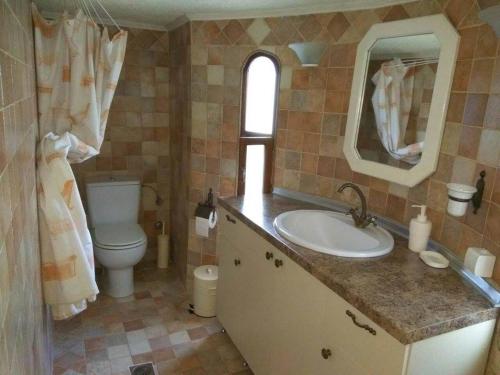 a bathroom with a sink and a toilet at Petra House in Nikiti