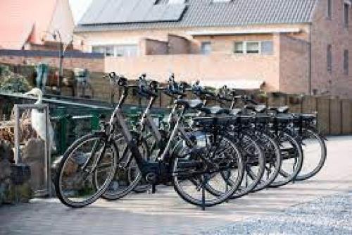 a row of bikes parked next to each other at B&B Casa Roman in Zonhoven