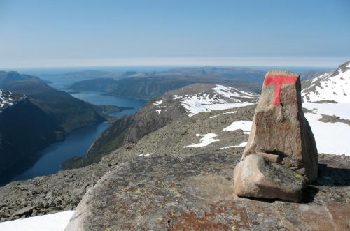 a rock formation on the top of a mountain at Bremanger Fjord Hotell in Svelgen