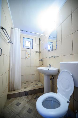 a bathroom with a toilet and a sink at Vila Dora in Costinesti
