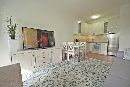 Kuchyň nebo kuchyňský kout v ubytování Apartament GABI
