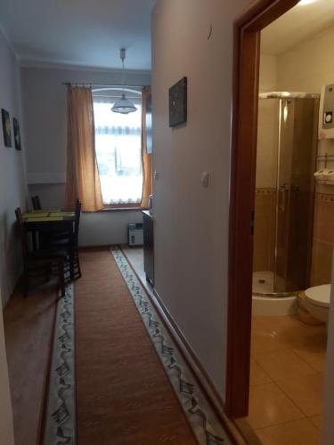 corridoio con camera con tavolo e finestra di Apartamenty KAJA a Kudowa-Zdrój