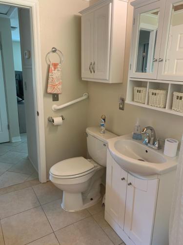 a bathroom with a toilet and a sink at Hidden quiet gem close to everything!!! in Sarasota