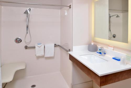 a bathroom with a sink and a shower at Holiday Inn Express Hotel & Suites Cincinnati - Mason by IHG in Mason